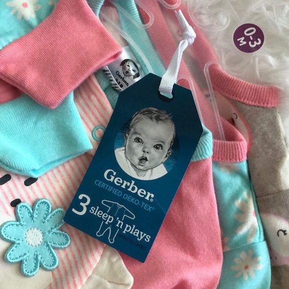 GERBER set of 3 footed pajamas NWT - Picture 5 of 6